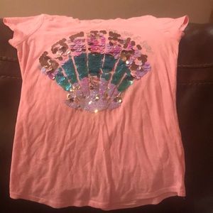 Pink short sleeve sequin shirt